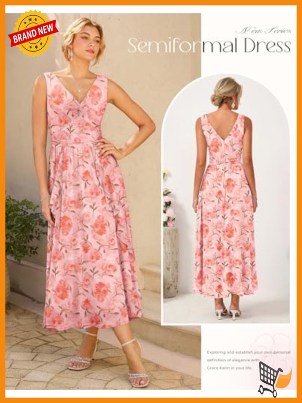 Sleeveless Floral Mesh Maxi Dress V-Neck Ruffle Wedding Guest - Picture 4 of 6
